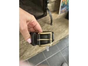 Decter Black Leather Money Belt with Gold Buckle